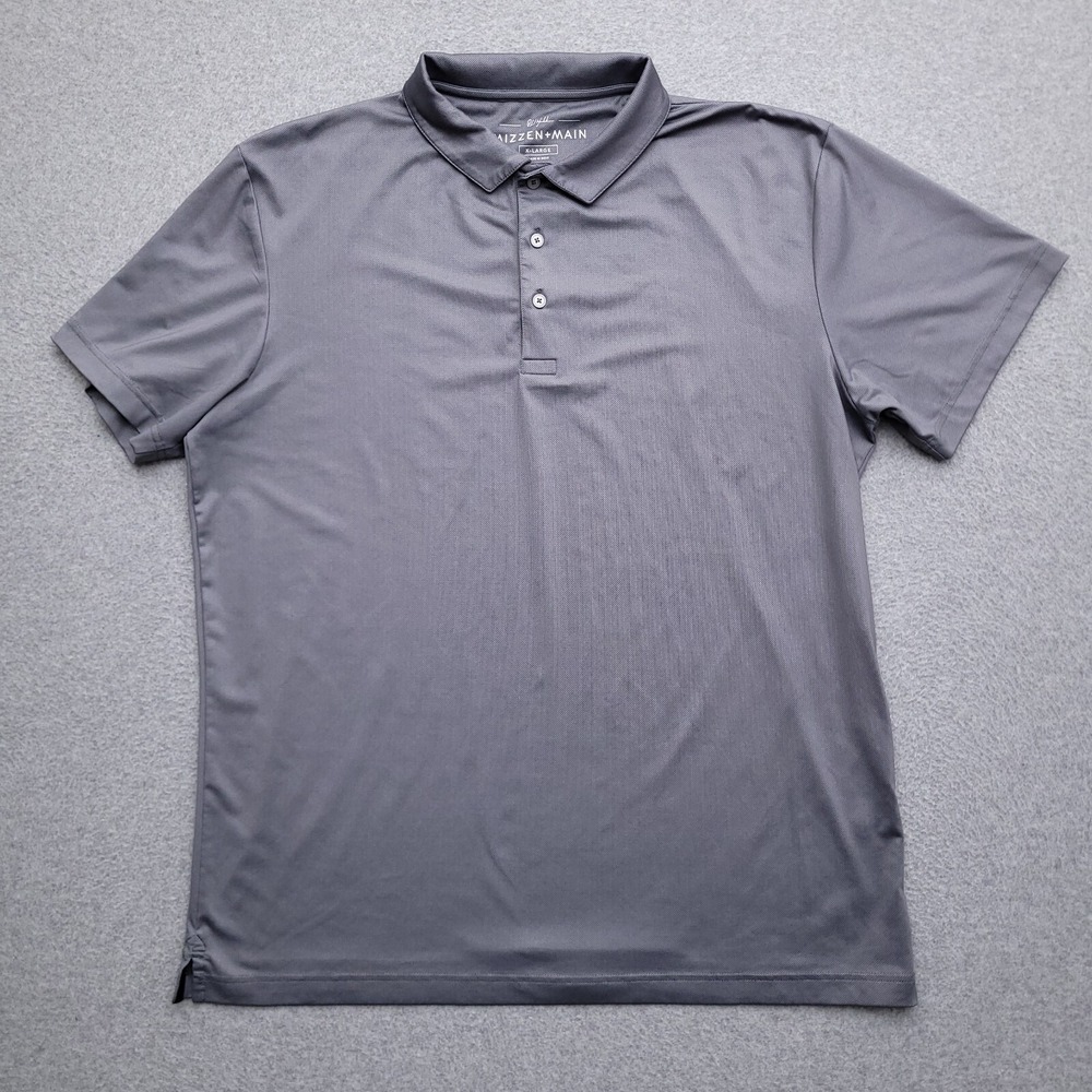 Mizzen Main Polo Shirt XL Performance Golf Wicking Stretch Gray Mens